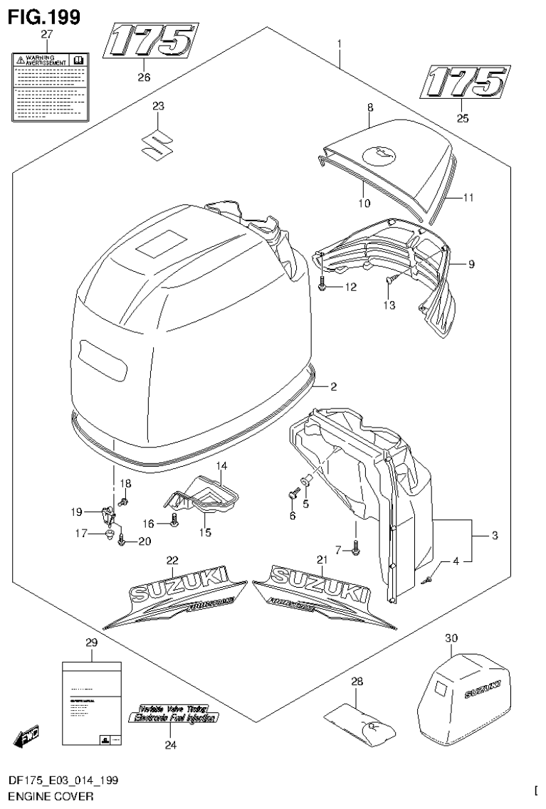 Suzuki DF175ZG ENGINE COVER (FOR Y5S) (DF175Z E03) parts diagram